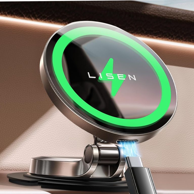 LISEN for Magsafe Car Mount Charger, 15W Fast Charging Magnetic Wireless Car Charger [Mini & Metal], 2024 Ultra Magnetic Car Phone Holder Dashboard for iPhone Car Mount for iPhone 16 Pro Max 15 14 13