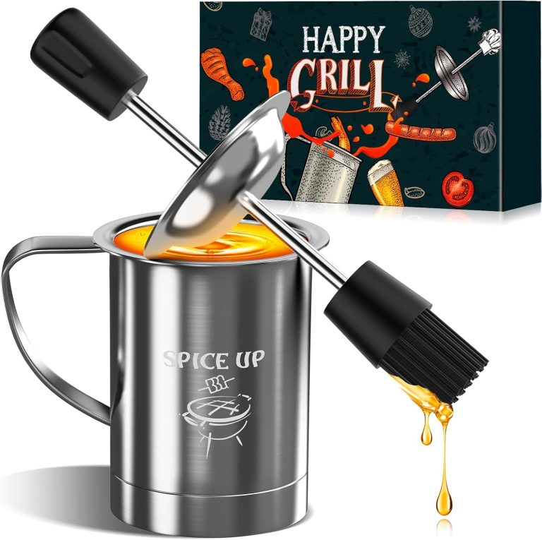 Grilling Accessories Men Women Gifts – BBQ Baster Brush and Sauce Basting Pot Set Christmas Stocking Stuffers Birthday Dad Mom Son Husband Chef Tools Smoker Unique Cooking Gadgets Kitchen Essentials