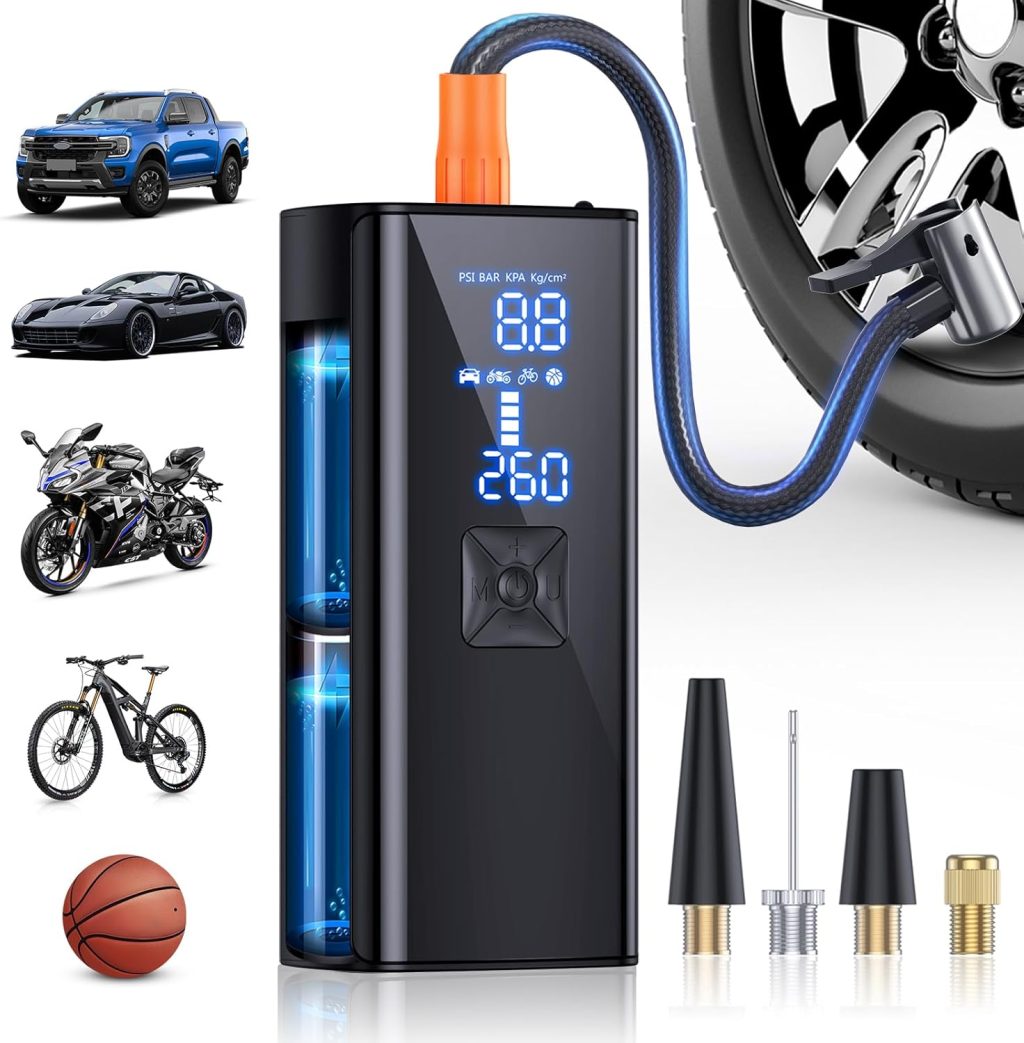 Tire Inflator Portable Air Compressor, 150PSI & 25000mAh Portable Air Compressor with Digital Pressure Gauge, 2X Faster Inflation Cordless Air Pump for Car, Motorcycle, Bicycle and More Tire Inflator Portable Air Compressor, 150PSI & 25000mAh Portable Air Compressor with Digital Pressure Gauge, 2X Faster Inflation Cordless Air Pump for Car, Motorcycle, Bicycle and More