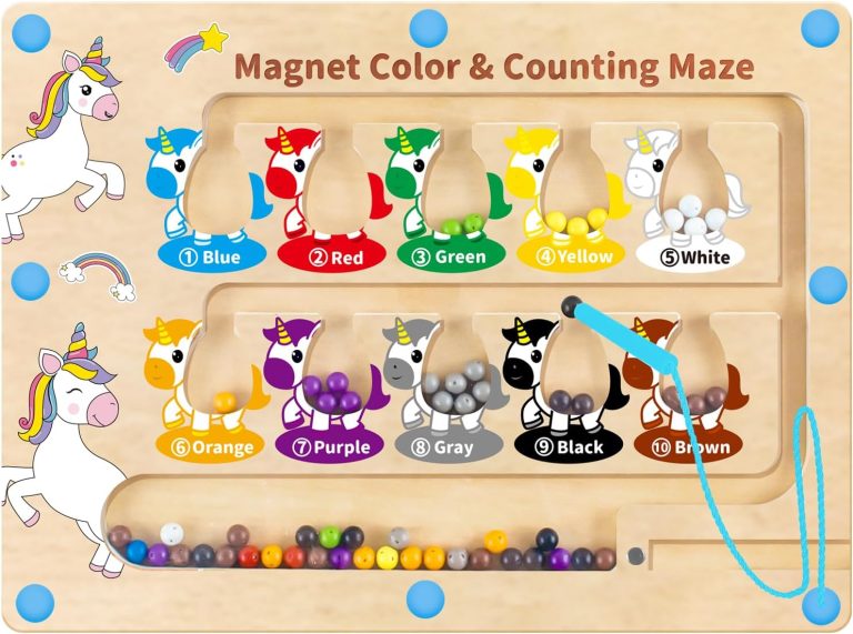 Magnetic Color and Number Maze,Uniorn Gifts for Girls,Montessori Toys for 2 3 4 5 Year Old,Learning Educational Sensory Toys for Toddlers and Kids Boys Girls,Christmas Stocking Stuffers for Kids