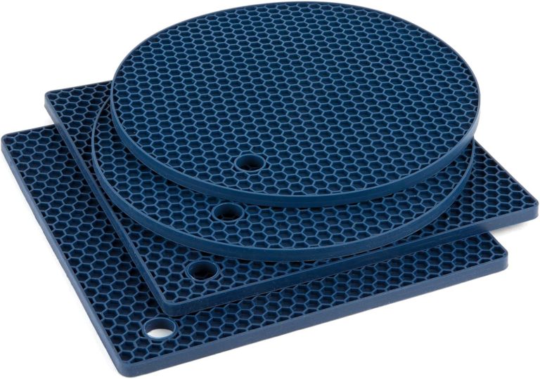 Joyhalo Trivets for Hot Dishes – Hot Pads for Kitchen, Silicone Pot Holders for Hot Pots and Pans, Silicone Mats for Kitchen Countertops, Table, Flexible Easy to Wash and Dry, Navy