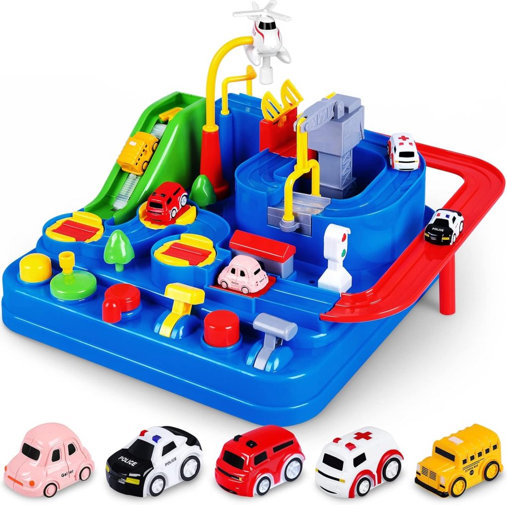 YEZI Car Adventure Toys for Kids, City Rescue Playsets Magnet Toys w/ 5 Mini Cars, Puzzle Rail Car, Preschool Educational Car Games Gift for 3 4 5 6 7 Year Old Boys Girls (Blue) YEZI Car Adventure Toys for Kids, City Rescue Playsets Magnet Toys w/ 5 Mini Cars, Puzzle Rail Car, Preschool Educational Car Games Gift for 3 4 5 6 7 Year Old Boys Girls (Blue)
