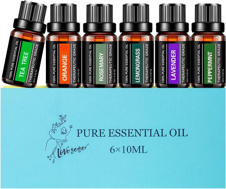 Essential Oils Sets Pure Oils kit- Top 6 Aromatherapy Oils Gift Set-6 Pack, 10ML(Rosemary, Lavender, Lemon Grass, Orange, Peppermint, Tea Tree)-Blue Mini