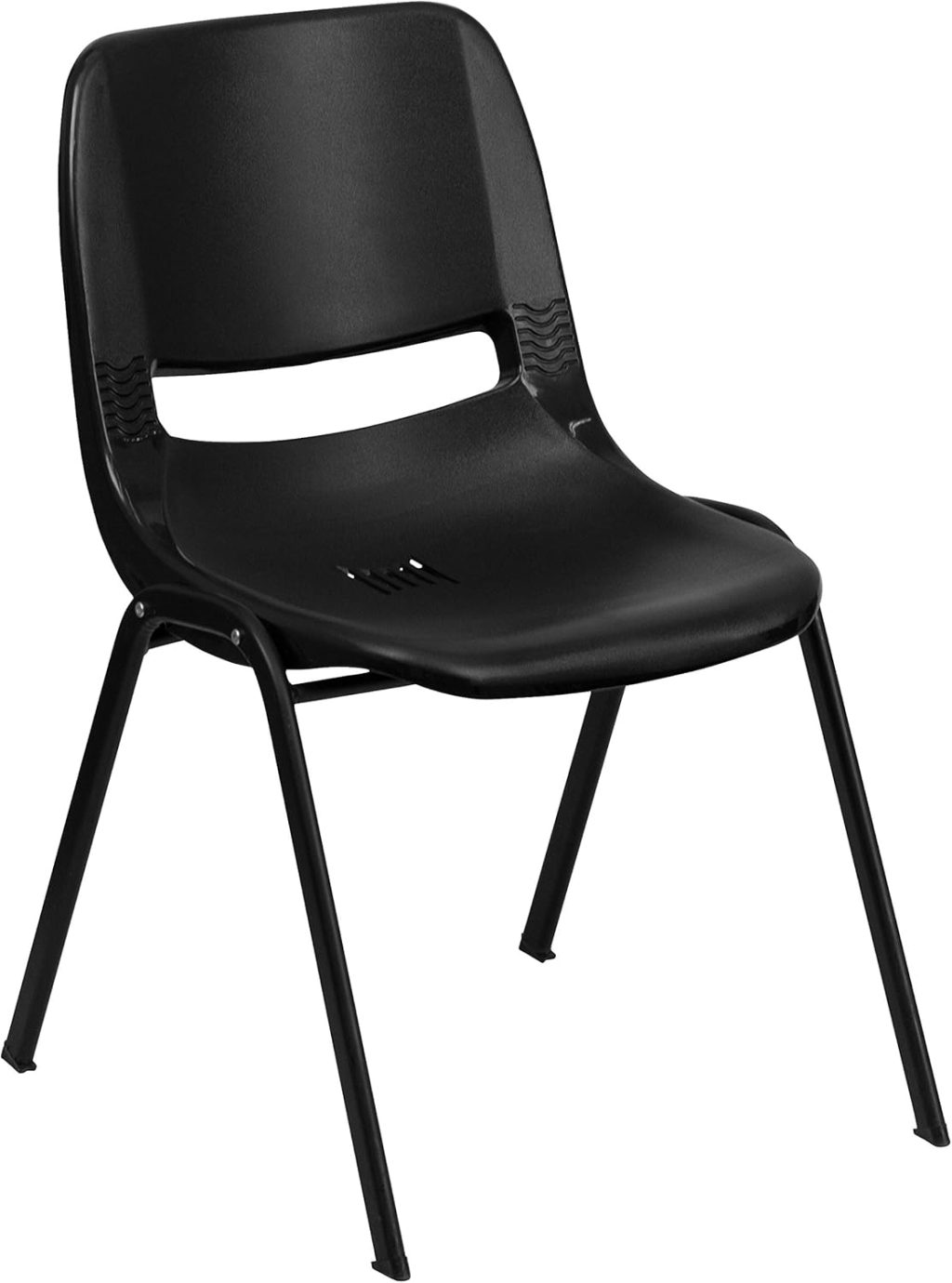 Flash Furniture HERCULES Series 880 lb. Capacity Black Ergonomic Shell Stack Chair with Black Frame Flash Furniture HERCULES Series 880 lb. Capacity Black Ergonomic Shell Stack Chair with Black Frame