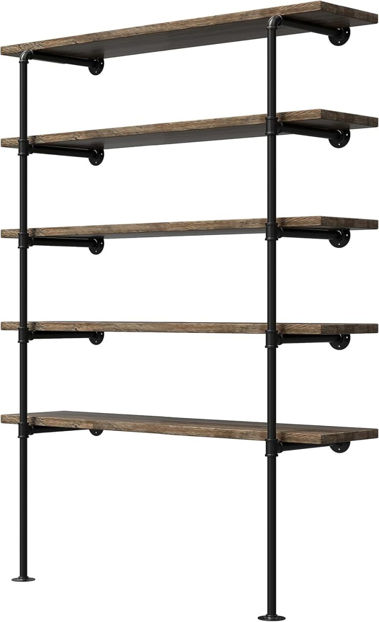 (14″Deep, 2Pcs)Industrial Retro Wall Mount Iron Pipe Shelf,DIY Open Bookshelf,Hung Bracket,Home Improvement Kitchen Shelves,Tool Utility Shelves, Office Shelves, Bookshelves and bookcases