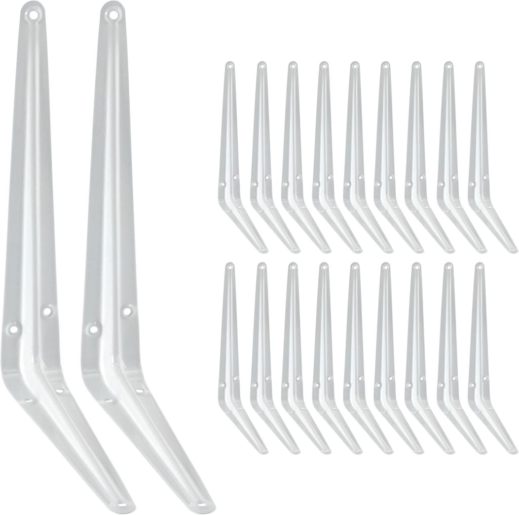 OVOV 20 Pack White Shelf Brackets 10 Inch L Brackets for Shelves Heavy Duty Floating Shelving Bracket Metal Shelf Support Bracket for DIY with Screw OVOV 20 Pack White Shelf Brackets 10 Inch L Brackets for Shelves Heavy Duty Floating Shelving Bracket Metal Shelf Support Bracket for DIY with Screw