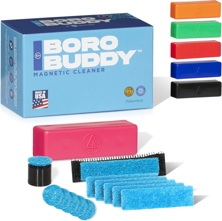 SnowTree – BoroBuddy Magnetic Glass Cleaner | Cleans Hard to Reach Stains on Glass, Ceramic, Metal Pieces of All Shapes & Sizes | Glass Pieces, Bottles, Glassware | Free Scrubber Pads | Pink