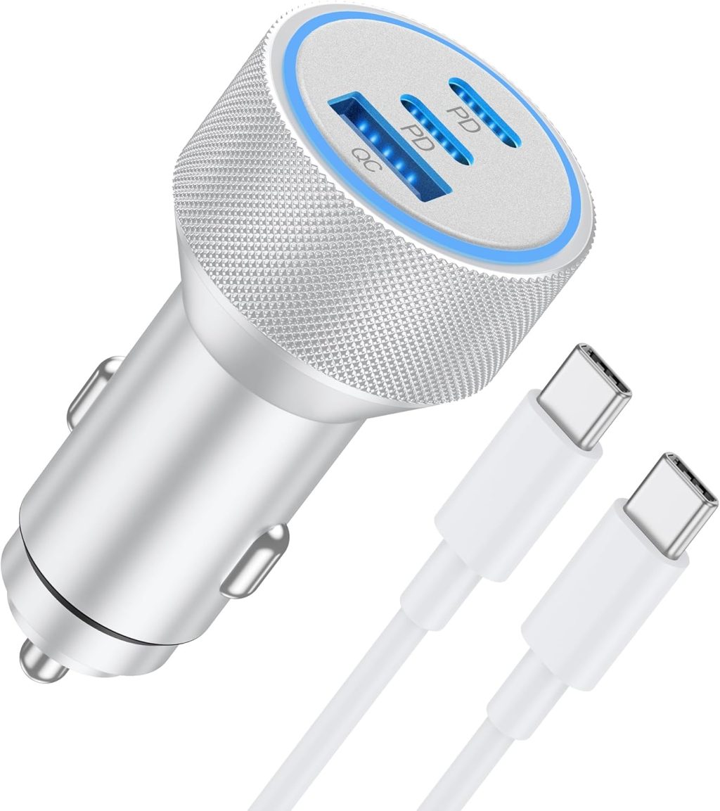iPhone 15/16 Pro Max Car Charger, 67W 3-Port Fast USB C Car Charger Power Cigarette Lighter Adapter with 3FT USB C to C Cable for iPhone 15/15 Plus/15 Pro Max/16/16 Pro Max, iPad Pro/Air/Mini iPhone 15/16 Pro Max Car Charger, 67W 3-Port Fast USB C Car Charger Power Cigarette Lighter Adapter with 3FT USB C to C Cable for iPhone 15/15 Plus/15 Pro Max/16/16 Pro Max, iPad Pro/Air/Mini