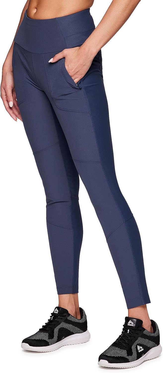 Avalanche Women’s Combo Stretch Woven Front Knit Slim Fit Pant with Pockets