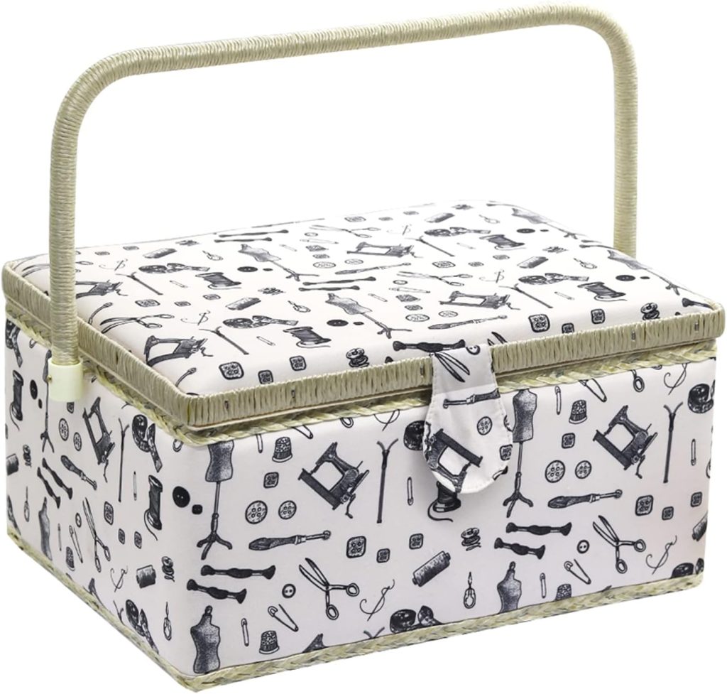 Large Sewing Basket with Accessories, Sewing Organizer Box for Sewing Supplies and DIY Crafting Tools Storage, Sewing Kit Tools for Sewing Mending Large Sewing Basket with Accessories, Sewing Organizer Box for Sewing Supplies and DIY Crafting Tools Storage, Sewing Kit Tools for Sewing Mending