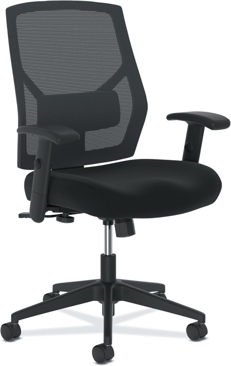 HON Crio High Back Office Chair Mesh Desk Chair With Wheels and Arms – Ergonomic Office Chair with Adjustable Center-Tilt Recline, Home Office Swivel Chair Comfortable for Long Hours – Black