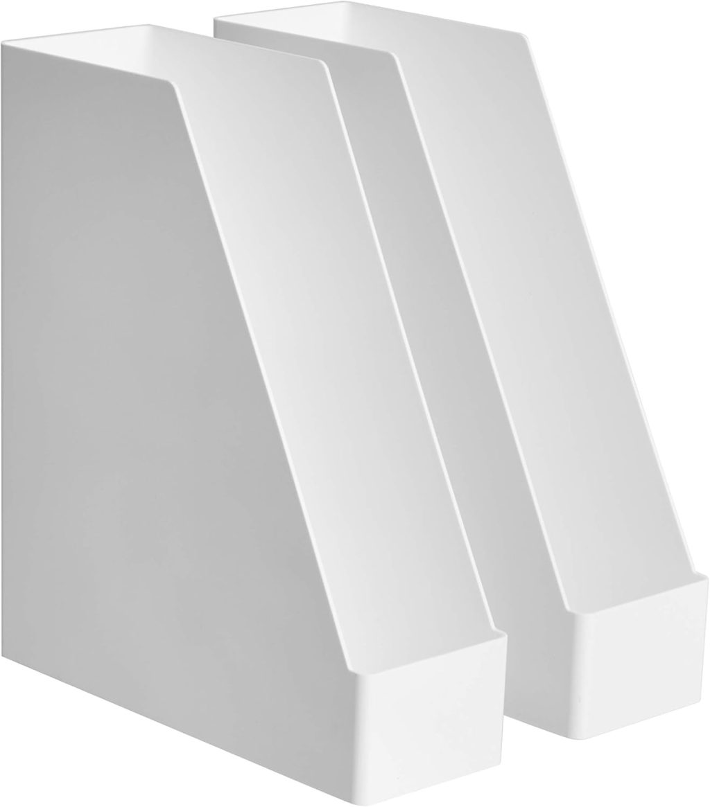 Amazon Basics Rectangular Plastic Desk Organizer, Magazine Rack, White, 2-Pack Amazon Basics Rectangular Plastic Desk Organizer, Magazine Rack, White, 2-Pack