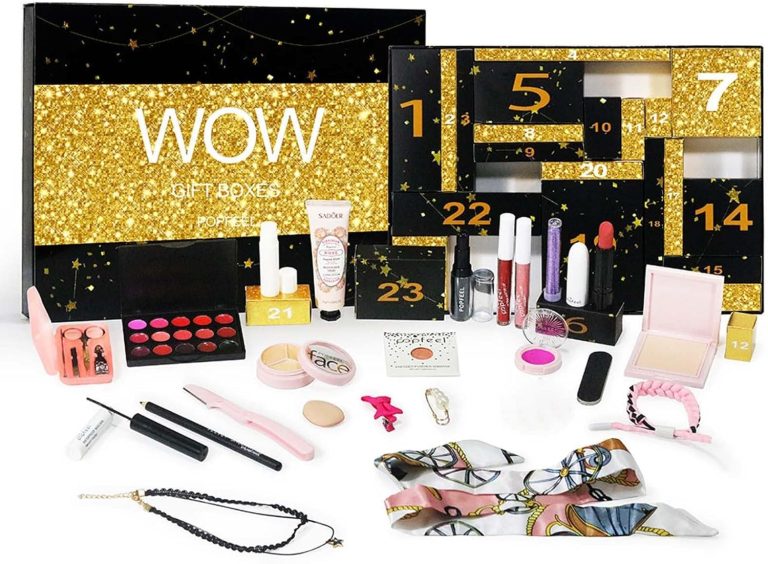 Makeup Advent Calendar Beauty Advent Calendar 2024 Christmas, 24 Day Countdown Calendar Skin Care Makeup Boxes, Xmas Cosmetic Starter Gift Box for Teens Girls Women (Black)