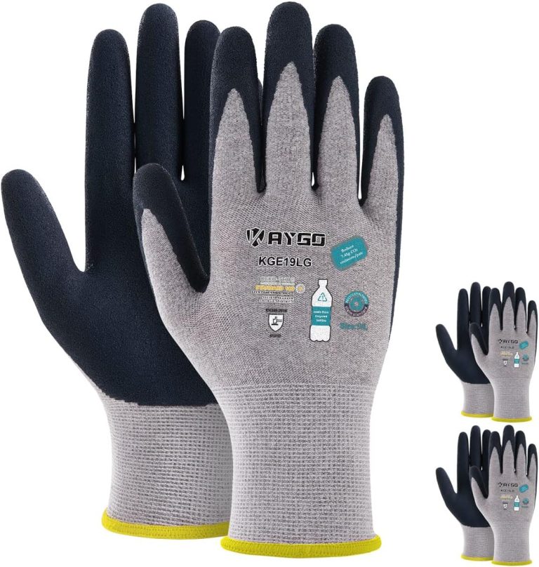 KAYGO Work Gloves for Women, Eco Friendly Safety Work Gloves with Breathable Rubber Coated, KGE19L,3 Pairs