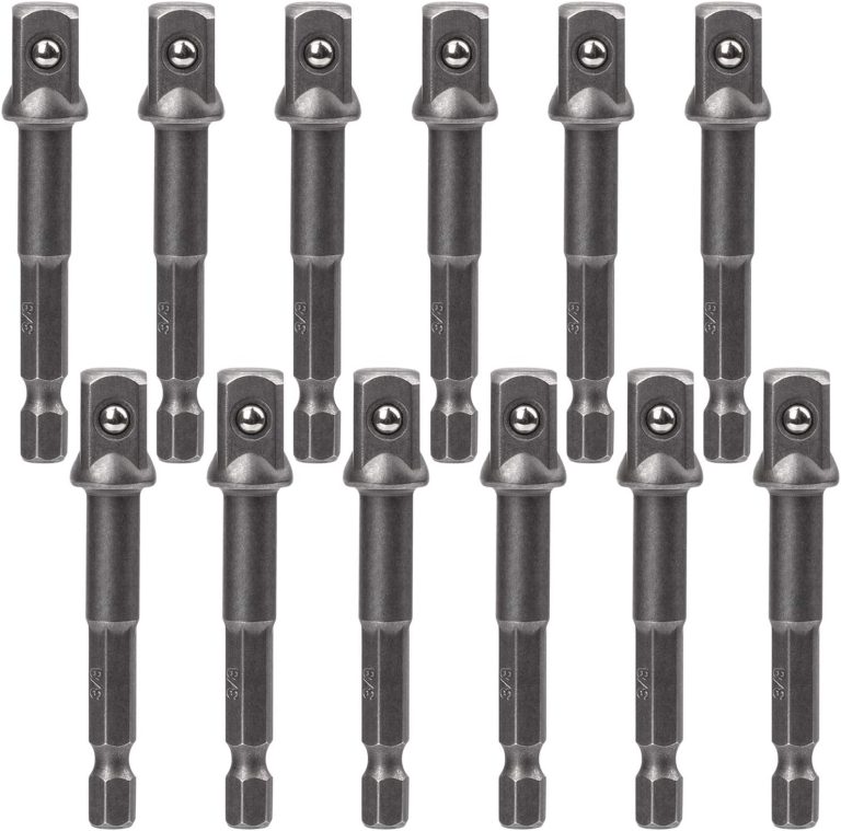 OIIKI 12 Pack 3/8 inch(10mm) Square Socket Adapter Bit Set, Impact Driver Power Bits for Automotive DIY-1/4 Hex Shank