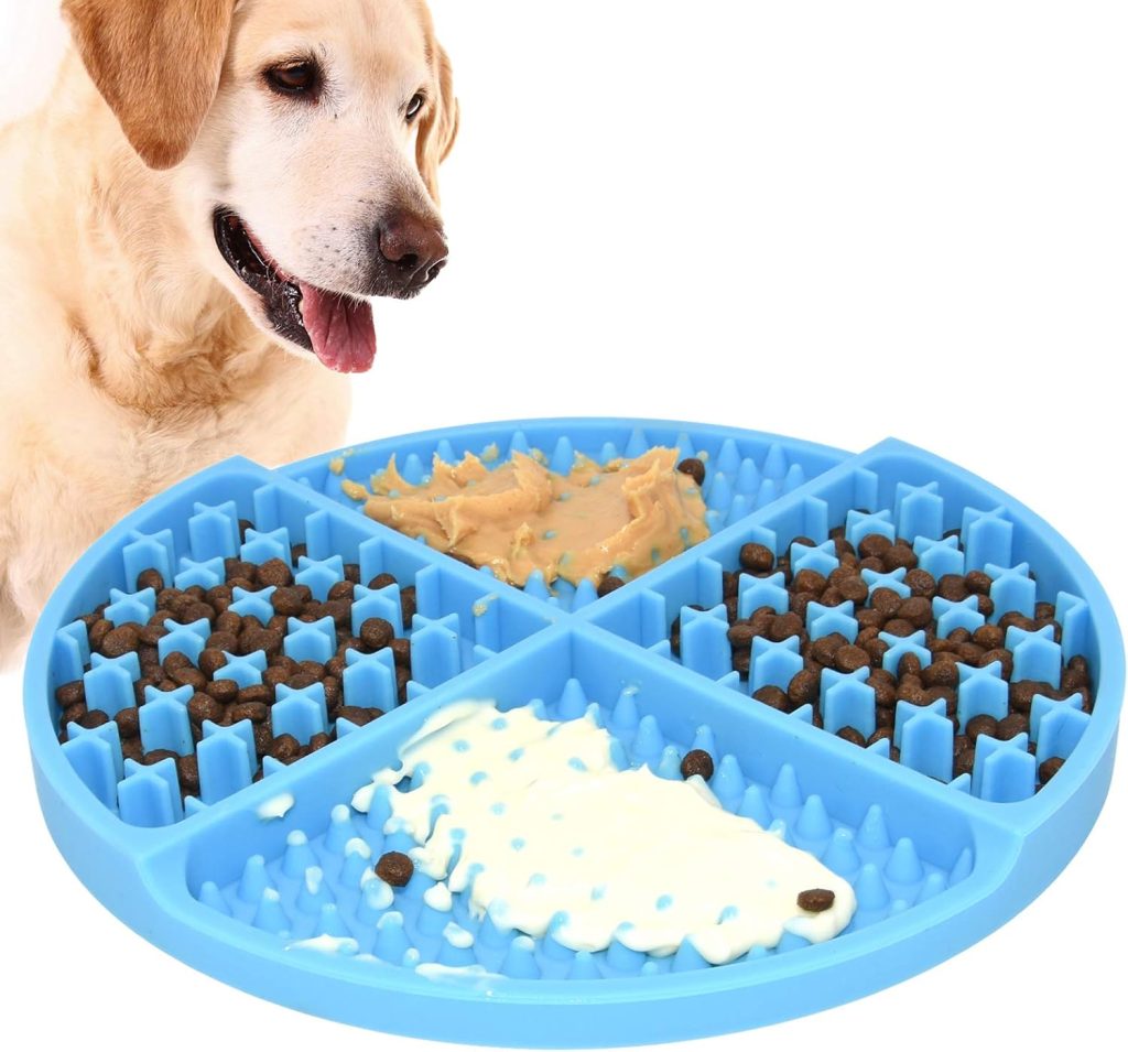 Bangp Licking Mat for Dogs and Cats,Dog Slow Feeders,Boredom Anxiety Reduction,Heavy-Duty Puzzle Mat Dog Treat Mat with Unique Quadrant Design,Perfect for Yogurt,Treats or Peanut Butter(Blue) Bangp Licking Mat for Dogs and Cats,Dog Slow Feeders,Boredom Anxiety Reduction,Heavy-Duty Puzzle Mat Dog Treat Mat with Unique Quadrant Design,Perfect for Yogurt,Treats or Peanut Butter(Blue)