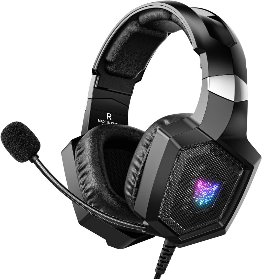 Gaming Headset with Microphone, Gaming Headphones Compatible for PS4 PS5 Xbox PC with RGB Lights, PlayStation Headset with Noise Reduction 7.1 Surround Sound Over-Ear and Wired 3.5mm Jack (Black) Gaming Headset with Microphone, Gaming Headphones Compatible for PS4 PS5 Xbox PC with RGB Lights, PlayStation Headset with Noise Reduction 7.1 Surround Sound Over-Ear and Wired 3.5mm Jack (Black)