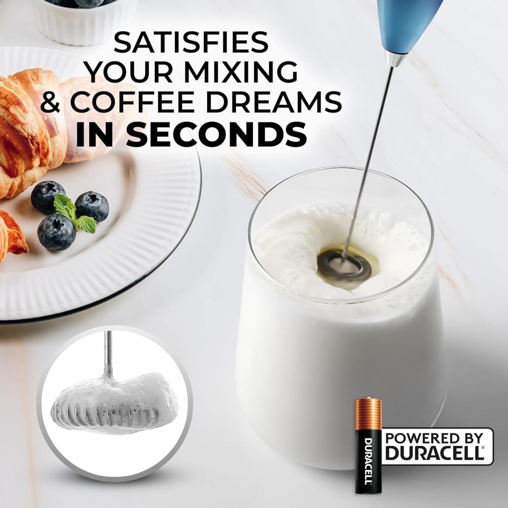 Zulay Kitchen Milk Frother Wand (2 Duracell Batteries Included), Handheld Milk Frother – Easy-Clean Milk Frother & Drink Mixer – Electric Coffee Frother for Frappe, Matcha – Black/Dark Blue/Teal Blend Zulay Kitchen Milk Frother Wand (2 Duracell Batteries Included), Handheld Milk Frother – Easy-Clean Milk Frother & Drink Mixer – Electric Coffee Frother for Frappe, Matcha – Black/Dark Blue/Teal Blend