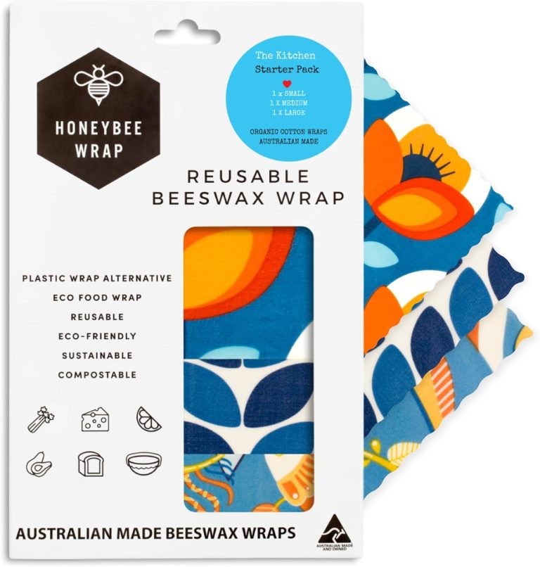 Honeybee Beeswax Wraps Kitchen Starter 3Pack & Poppy 40 Inch Roll