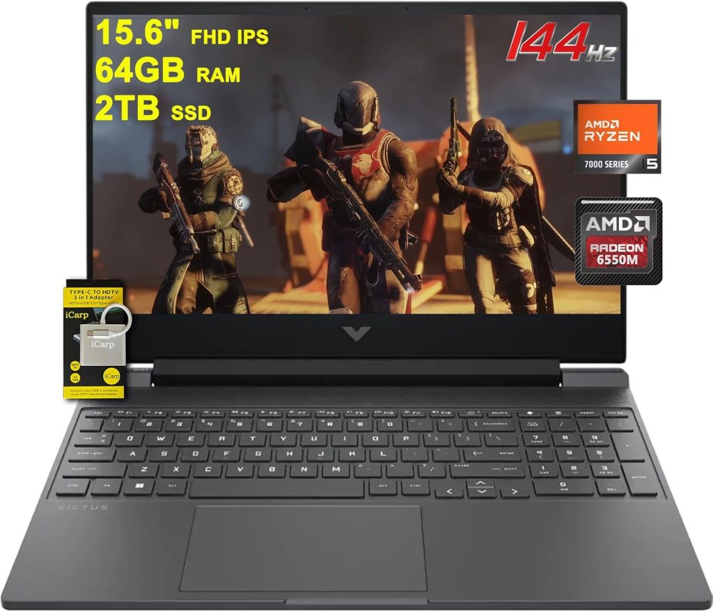 HP Victus 15 Gaming Laptop 15.6″ FHD IPS 144Hz (AMD FreeSync Premium) AMD Hexa-core Ryzen 5 7535HS 64GB RAM 2TB SSD Radeon RX 6550M (>RTX3050) Backlit USB-C Fast Charging Win11 w/ICP Accessory HP Victus 15 Gaming Laptop 15.6″ FHD IPS 144Hz (AMD FreeSync Premium) AMD Hexa-core Ryzen 5 7535HS 64GB RAM 2TB SSD Radeon RX 6550M (>RTX3050) Backlit USB-C Fast Charging Win11 w/ICP Accessory