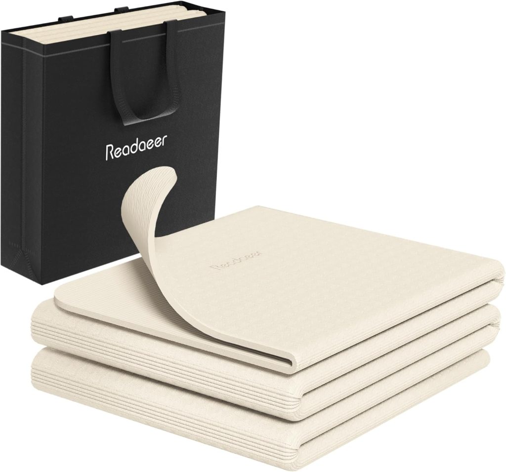 Readaeer Foldable Yoga Mat for Travel Folding Yoga Mat 6mm Thick with Carrying Bag, Non-Slip TPE Exercise Pilates Mat for 72″ L x 24″ W x 0.24 Inch Readaeer Foldable Yoga Mat for Travel Folding Yoga Mat 6mm Thick with Carrying Bag, Non-Slip TPE Exercise Pilates Mat for 72″ L x 24″ W x 0.24 Inch