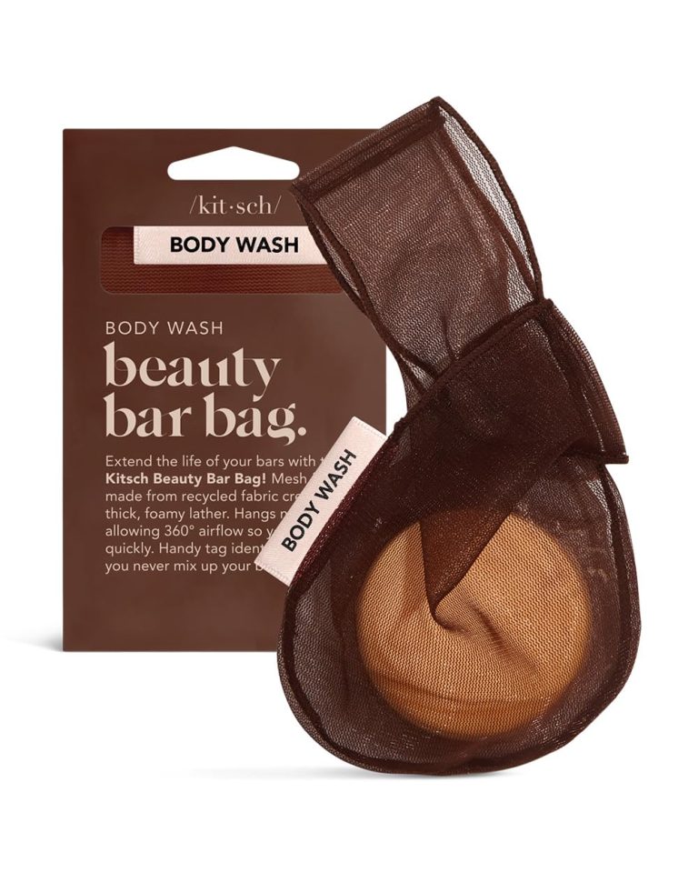 Kitsch Bar Soap Saver Bag – Recycled Mesh Beauty Bar Soap Pouch for Body Wash, Conditioner & Shampoo Bars, Soap Savers Holder to Preserve Bar Soap, Eco-Friendly, Patented Soap Bag – Chocolate