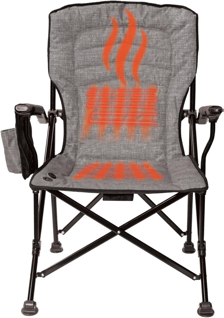 Kuma Outdoor Gear Switchback Heated Chair with Carry Bag, Ultimate Portable Luxury Heated Outdoor Chair for Camping, Glamping, Sports & Outdoor Adventures (Heather Grey)