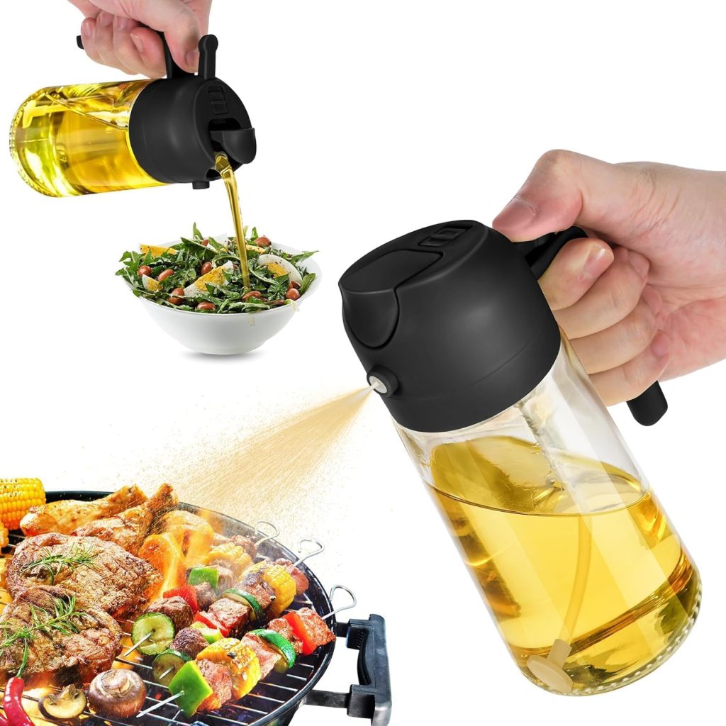 TrendPlain 16oz Olive Oil Dispenser Bottle for Kitchen – 2 in 1 Oil Dispenser and Oil Sprayer for Cooking, Air Fryer, Salad, 470ml Olive Oil Sprayer Black TrendPlain 16oz Olive Oil Dispenser Bottle for Kitchen – 2 in 1 Oil Dispenser and Oil Sprayer for Cooking, Air Fryer, Salad, 470ml Olive Oil Sprayer Black