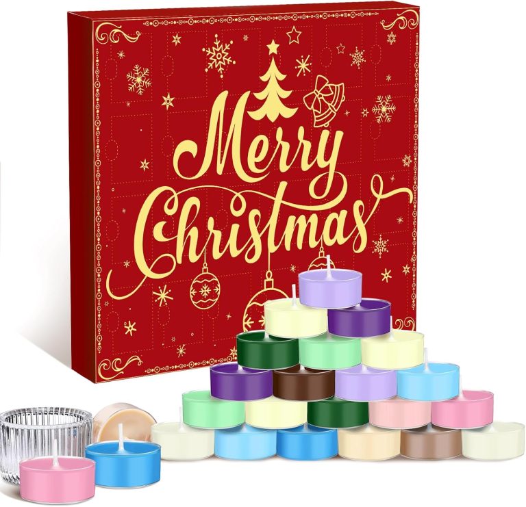 Candle Advent Calendar 2024 Adult Women Men Scented Candles Gift Include 24 Scented Tea Lights and 1 Ceramic Candle Holder Countdown to Christmas Candle Gift for Family Friend