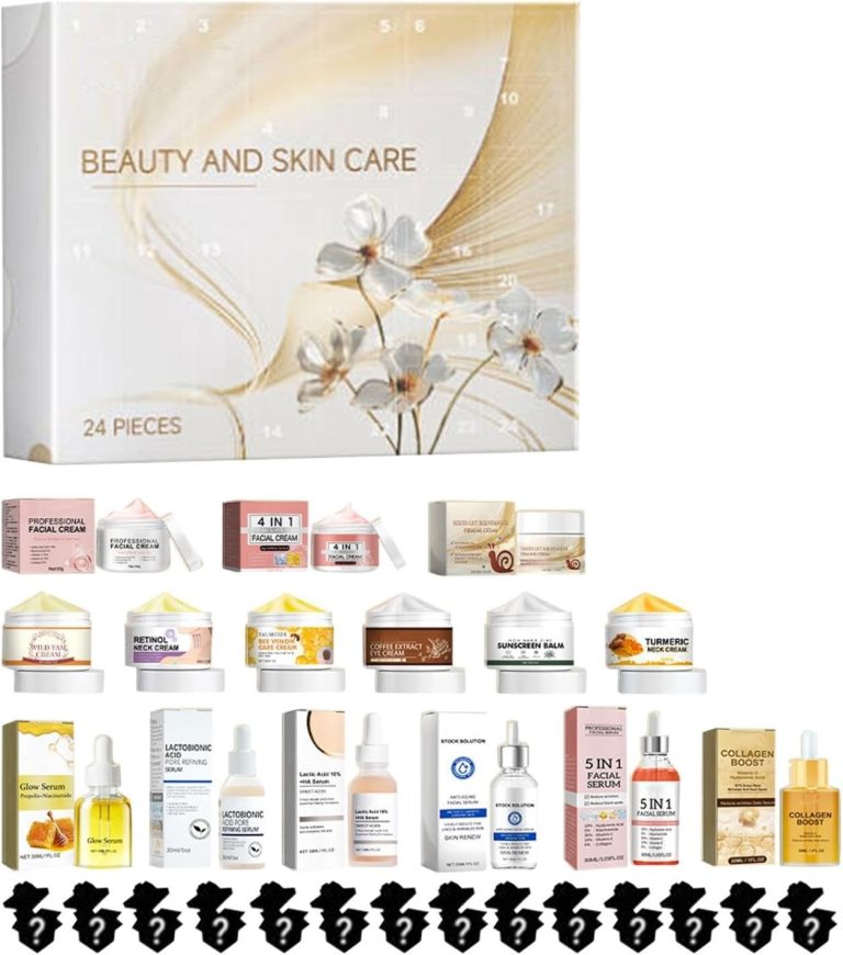 Beauty Holiday Advent Calendar,Makeup Skincare Advent Calendar Christmas 24 Days Countdown Calendar Skin Care Surprise Set Includes Essence Serum Cream, Etc