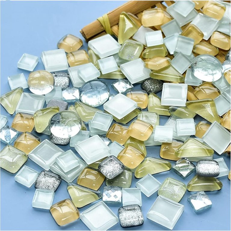 500g Mixed Color Irregular Crystal Mosaic Tiles,Tiny Mosaic Tile DIY Hobbies Children Handmade Crystal Craft for Craft Bathroom Kitchen Home Decoration DIY Art Projects,0.4X0.4 Inch (White Series)