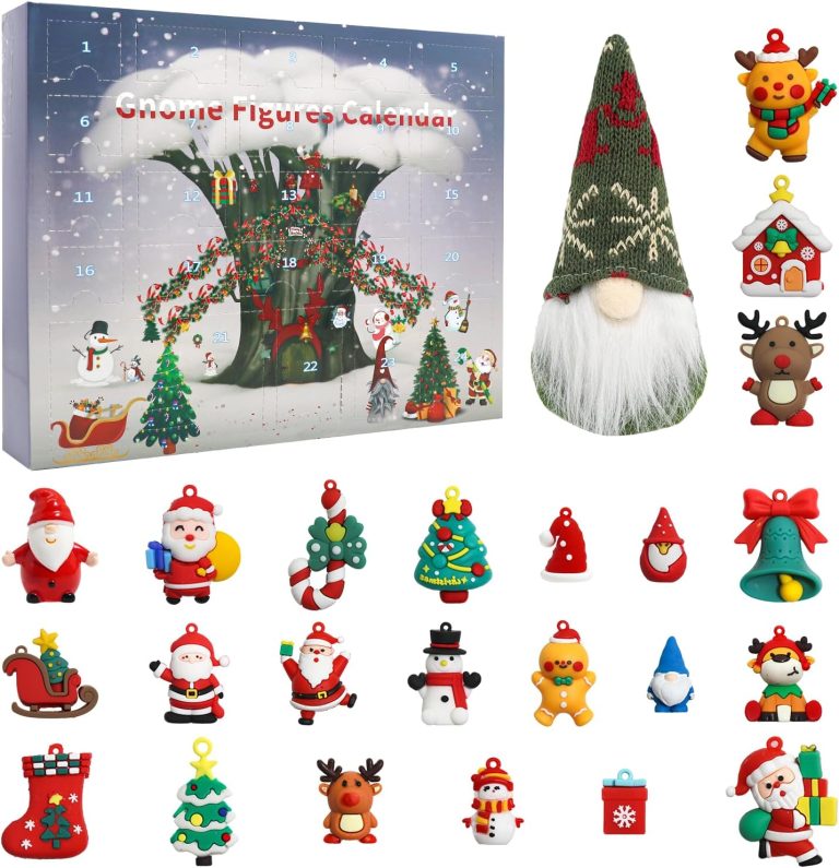 Christmas Gnome Advent Calendar 2024, 24 Days of Christmas Advent Calendar with Collectible Gnome Plush Doll Toy, Christmas Gifts for Adults and Children (Christmas Gnome)