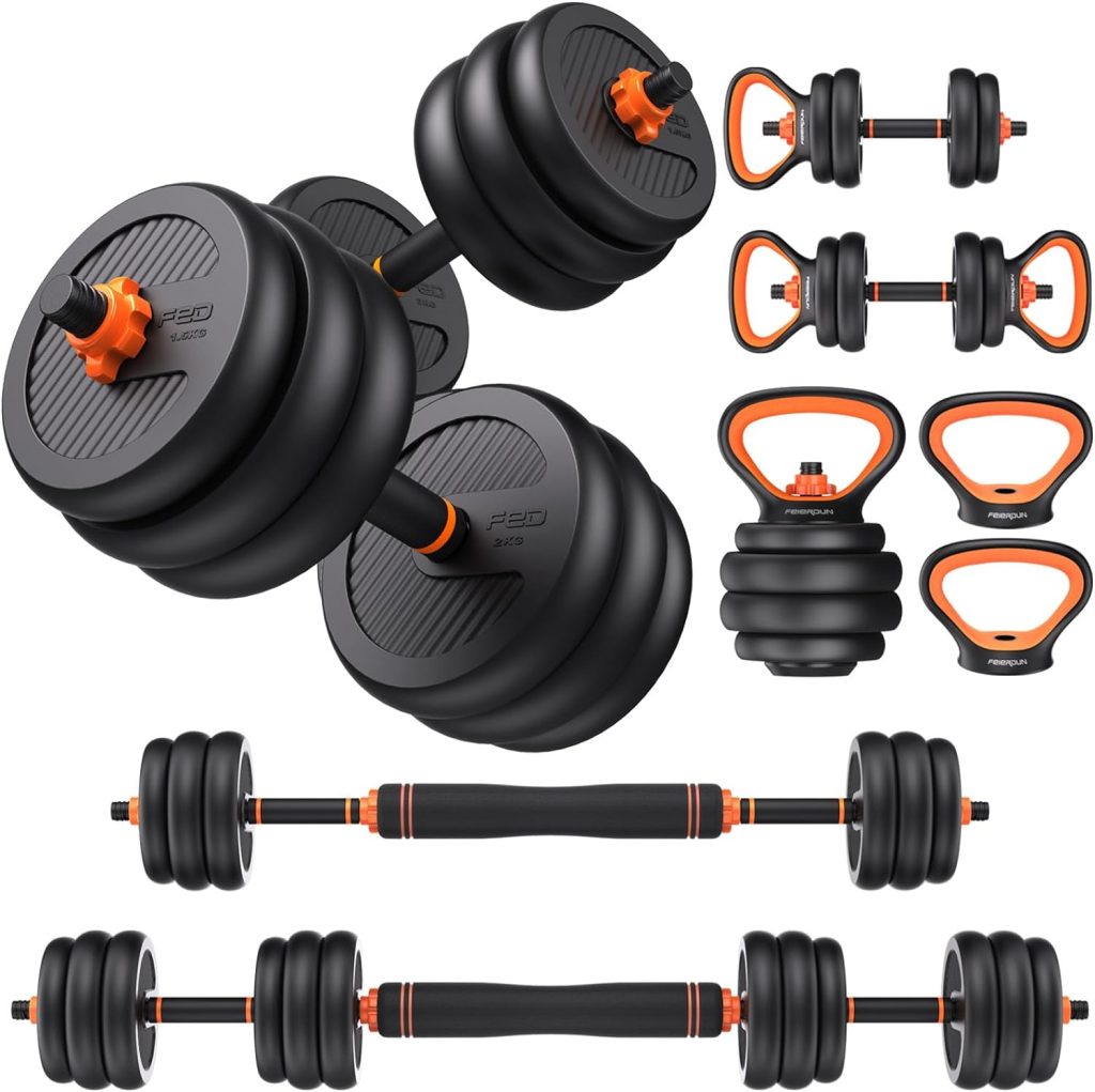 FEIERDUN Adjustable Dumbbells, 20/30/40/45/70/90lbs Free Weight Set with Connector, 4 in1 Dumbbells Set Used as Barbell, Kettlebells, Push up Stand, Fitness Exercises for Home Gym Suitable Men/Women FEIERDUN Adjustable Dumbbells, 20/30/40/45/70/90lbs Free Weight Set with Connector, 4 in1 Dumbbells Set Used as Barbell, Kettlebells, Push up Stand, Fitness Exercises for Home Gym Suitable Men/Women