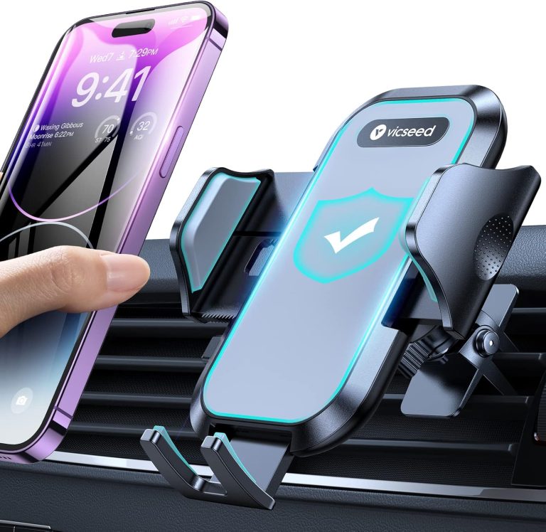 VICSEED Car Phone Holder Mount [All-Round Silicone Protection][Doesn’t Slip&Drop] Air Vent Cell Phone Holder for Car Hands Free Easy Clamp Cradle in Vehicle for iPhone Samsung Android Smartphone