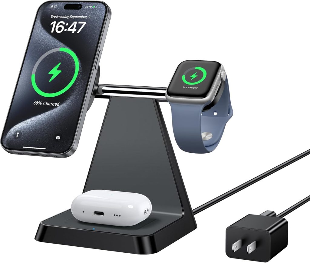 Charging Station for Multiple Devices Apple: Woruda 3 in 1 Magnetic Wireless Charger Stand for Mag Safe iPhone – Nightstand Charging Dock for iPhone 16 15 14 13 12 Pro Max Plus Apple Watch Airpods Charging Station for Multiple Devices Apple: Woruda 3 in 1 Magnetic Wireless Charger Stand for Mag Safe iPhone – Nightstand Charging Dock for iPhone 16 15 14 13 12 Pro Max Plus Apple Watch Airpods