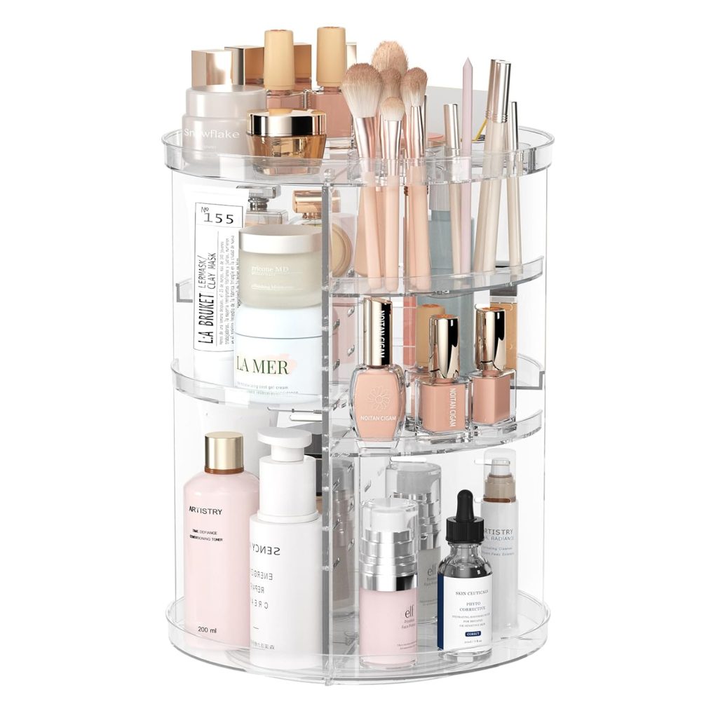 Rotating Makeup Organizer, DIY 8 Adjustable Layers Spinning Skincare Organizer, Cosmetic Display Case with Brush Holder Perfume Tray, Multi-Function Storage Carousel for Vanity Bathroom Countertop Rotating Makeup Organizer, DIY 8 Adjustable Layers Spinning Skincare Organizer, Cosmetic Display Case with Brush Holder Perfume Tray, Multi-Function Storage Carousel for Vanity Bathroom Countertop