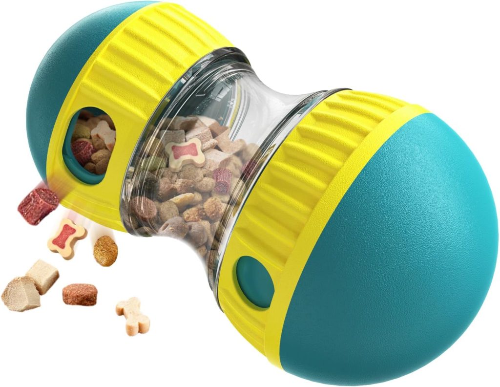 Interactive Dog Treat Dispenser and Puzzle Toys, Dog Slow Food Feeder Rolling Ball for Reducing Boredom and IQ Training Toys, Green Interactive Dog Treat Dispenser and Puzzle Toys, Dog Slow Food Feeder Rolling Ball for Reducing Boredom and IQ Training Toys, Green