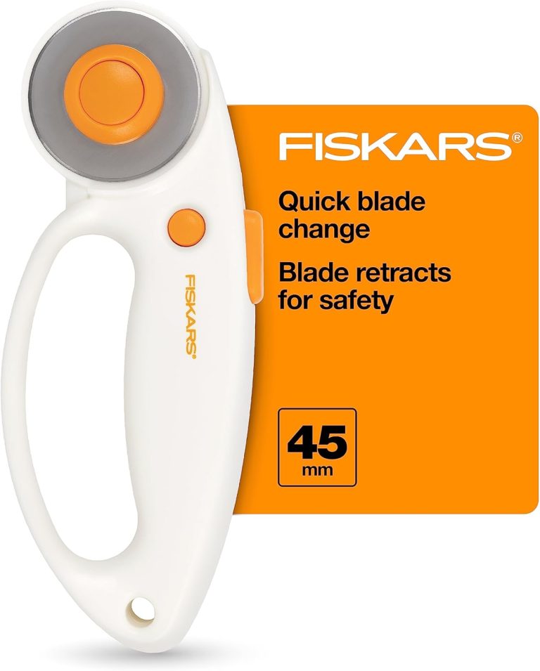 Fiskars 45mm Rotary Cutter for Fabric with Ergonomic Loop Grip, Premium Steel Rotary Cutter Blade for Precise Cuts, Fabric Cutter, Arts and Crafts, Sewing Supplies and Quilting Tools