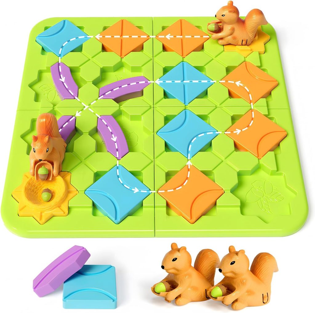 STEM Board Games Kids Toys, Build-A-Track Brain Teaser Puzzles for Kids Ages 4-8 with 118 Challenges & 5 Difficulty Levels Squirrel Logic Track Building Blocks, Educational Montessori Birthday Gifts STEM Board Games Kids Toys, Build-A-Track Brain Teaser Puzzles for Kids Ages 4-8 with 118 Challenges & 5 Difficulty Levels Squirrel Logic Track Building Blocks, Educational Montessori Birthday Gifts