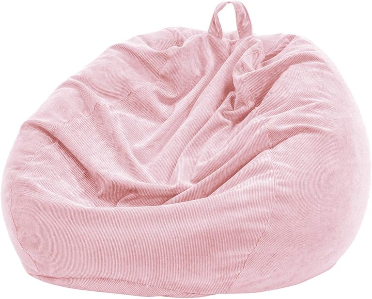 Nobildonna 3 ft Bean Bag Chair Cover (No Filler) for Adults and Kids, 300L Extra Large Stuffed Animal Storage Bean Bag Washable Soft Premium Corduroy Stuffable Bean Bag Cover (Pink)