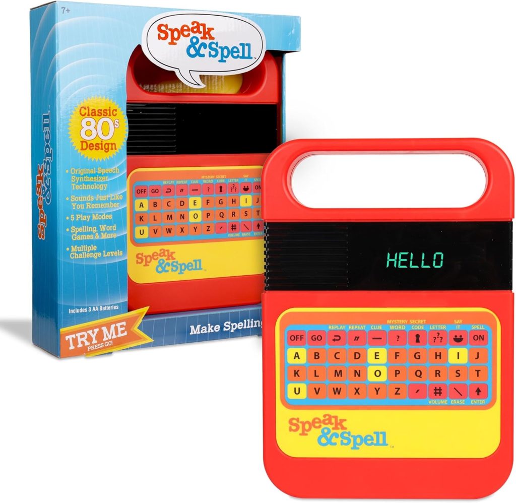 Speak & Spell Electronic Game – Educational Learning Toy, Spelling Games, 80s Retro Handheld Arcade, Autism Toys, Activity for Boys, Girls, Toddler, Ages 7+ Speak & Spell Electronic Game – Educational Learning Toy, Spelling Games, 80s Retro Handheld Arcade, Autism Toys, Activity for Boys, Girls, Toddler, Ages 7+