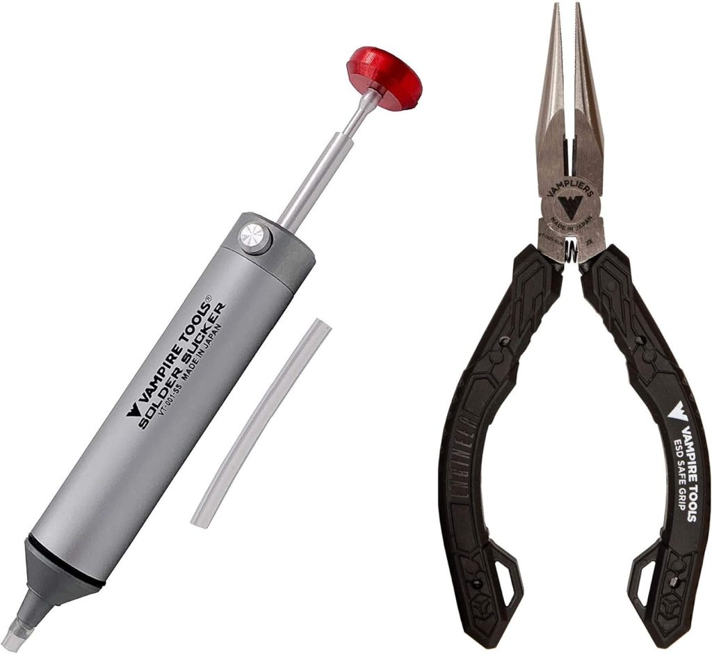 5.5″ Mini Long Nose Pliers + Solder Sucker 5.5″ Mini Long Nose Pliers + Solder Sucker