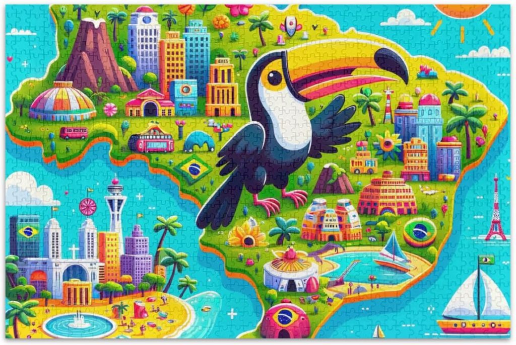 Brazil Map Jigsaw Puzzles 500 Piece Jigsaw Puzzle Challenging Puzzle Game Funny Puzzle for Adults Kids Brazil Map Jigsaw Puzzles 500 Piece Jigsaw Puzzle Challenging Puzzle Game Funny Puzzle for Adults Kids