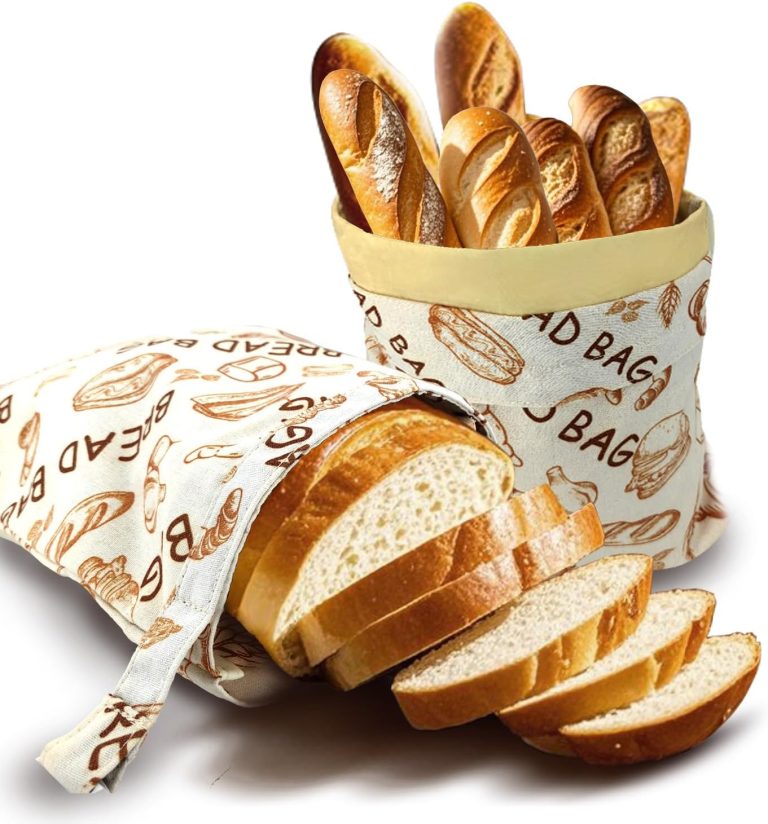 2 Pack Reusable Beeswax Food Wraps Bread Bags for Homemade Bread Loaf, Food Storage Containers, Organic Cotton XL Sourdough Beeswax Bread Bag Supplies Sandwich Wrapper, Sustainable, Fresh Keeping