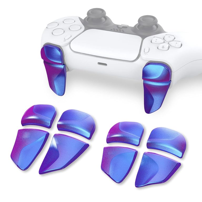 PlayVital Blade 2 Pairs Shoulder Buttons Extension Triggers for ps5 Controller, Game Improvement Adjusters for PS Portal Remote Player, Bumper Trigger Extenders for ps5 Edge – Chameleon Purple Blue