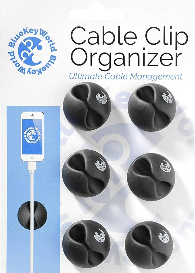 Cable Clips Management – Nightstand Accessories – Cord Organizer – Desk Cable Management – Wire Holder System – Adhesive Cord Clips – Home, Office, Cubicle, Car – Gift Idea – Black
