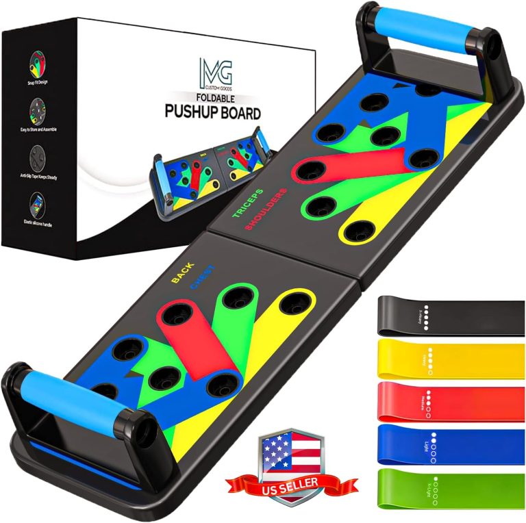 MG Push Up Board for Men & Women, Multi-Function Foldable Press Board, Muscle max Push Up Handles, Fitness Strength & Exercise Training Equipment for Home Workout with 2 BONUS Accessories (5x Resistance Bands & Jump Rope)