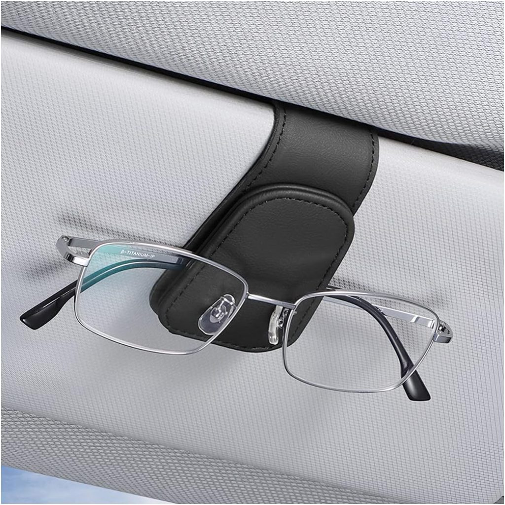 AICEL Sunglasses Holders for Car Sun Visor, Leather Eyeglasses Hanger Mounter, Magnetic Glasses Holder and Ticket Card Clip, Auto Interior Accessories Universal for SUV Pickup Truck AICEL Sunglasses Holders for Car Sun Visor, Leather Eyeglasses Hanger Mounter, Magnetic Glasses Holder and Ticket Card Clip, Auto Interior Accessories Universal for SUV Pickup Truck