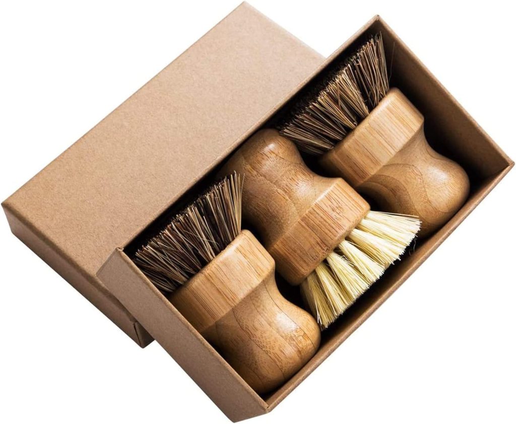 Palm Pot Brush- Bamboo Round 3 Packs Mini Dish Brush Natural Scrub Brush Durable Scrubber Cleaning Kit with Union Fiber and Tampico Fiber for Cleaning Pots, Pans and Vegetables Palm Pot Brush- Bamboo Round 3 Packs Mini Dish Brush Natural Scrub Brush Durable Scrubber Cleaning Kit with Union Fiber and Tampico Fiber for Cleaning Pots, Pans and Vegetables