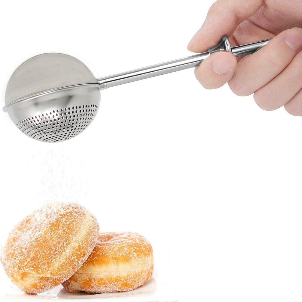 HULISEN Flour Duster for Baking, One-Handed Operation, 304 Stainless Steel Powdered Sugar Shaker Duster, Pick Up and Dust Flour Sifter, Gift Package HULISEN Flour Duster for Baking, One-Handed Operation, 304 Stainless Steel Powdered Sugar Shaker Duster, Pick Up and Dust Flour Sifter, Gift Package